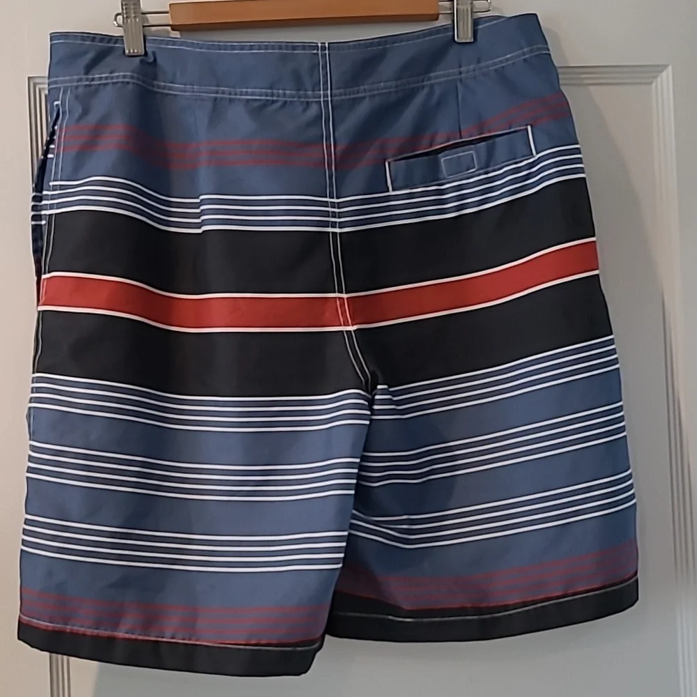 Gap Board Shorts Swim Trunks Lined Mens Large Beach Vacation Red White Blue